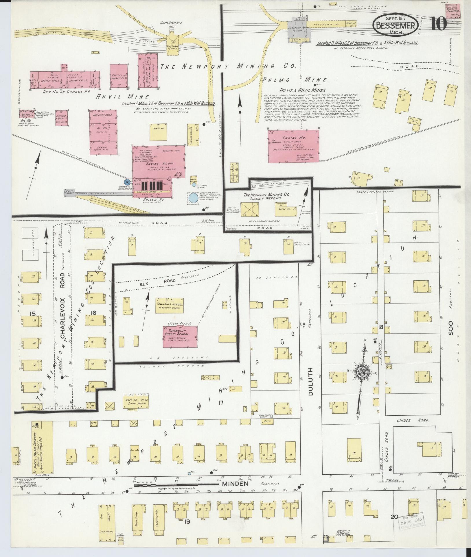 Sanborn Fire Insurance Map from Bessemer, Gogebic County, Michigan (1917), Sheet #0010 - Historic Sanborn Fire Insurance Map Print, vintage old map wall art, antique decor, genealogy gift, Michigan Michigan map