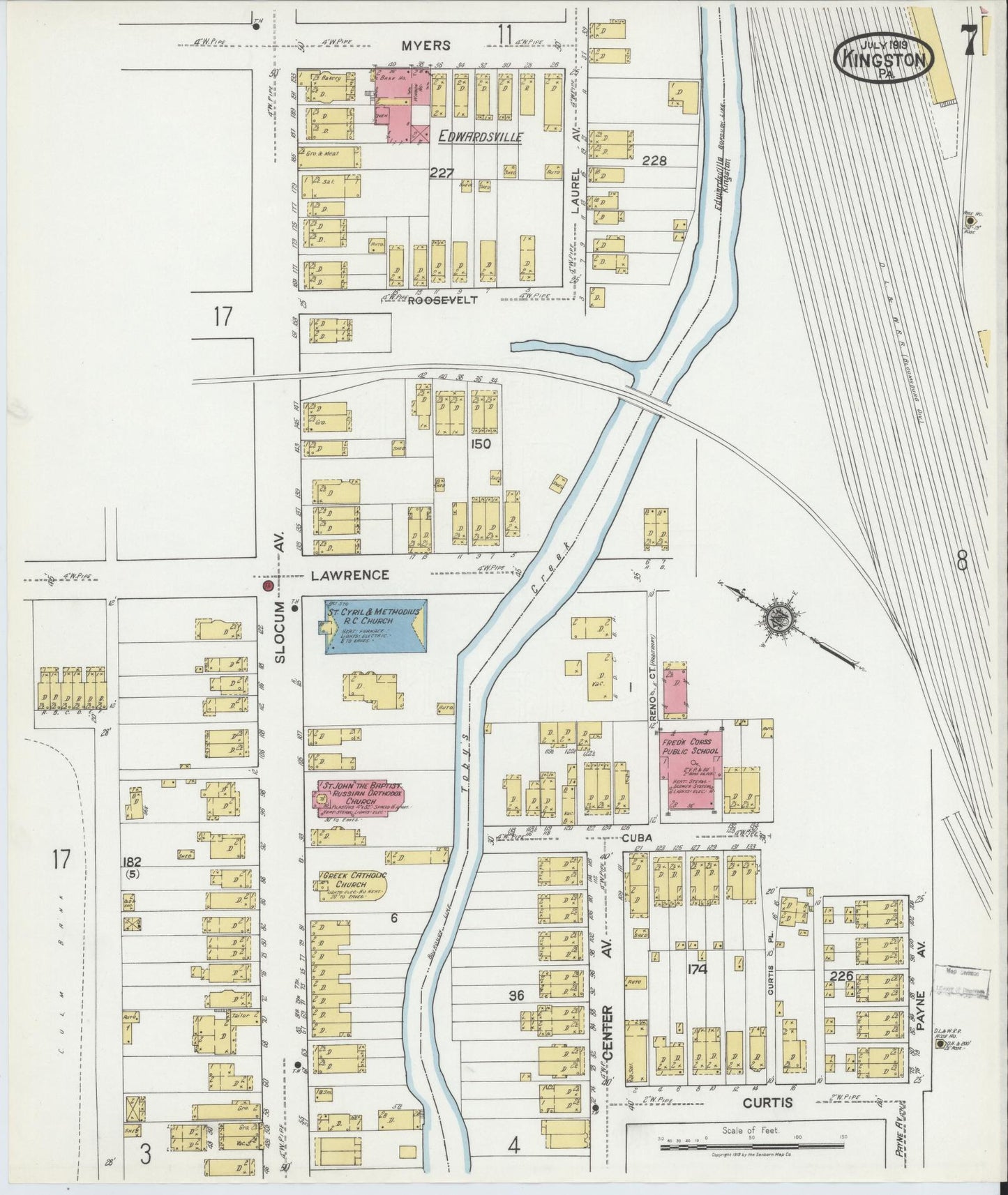 Sanborn Fire Insurance Map from Kingston, Luzerne County, Pennsylvania (1919), Sheet #0007 - Complete Map Set gallery image, historic Sanborn map, vintage wall art, Pennsylvania Pennsylvania