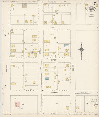 Sanborn Fire Insurance Map from Fallon, Churchill County, Nevada (1912), Sheet #0007 - Complete Map Set gallery image, historic Sanborn map, vintage wall art, Nevada Nevada