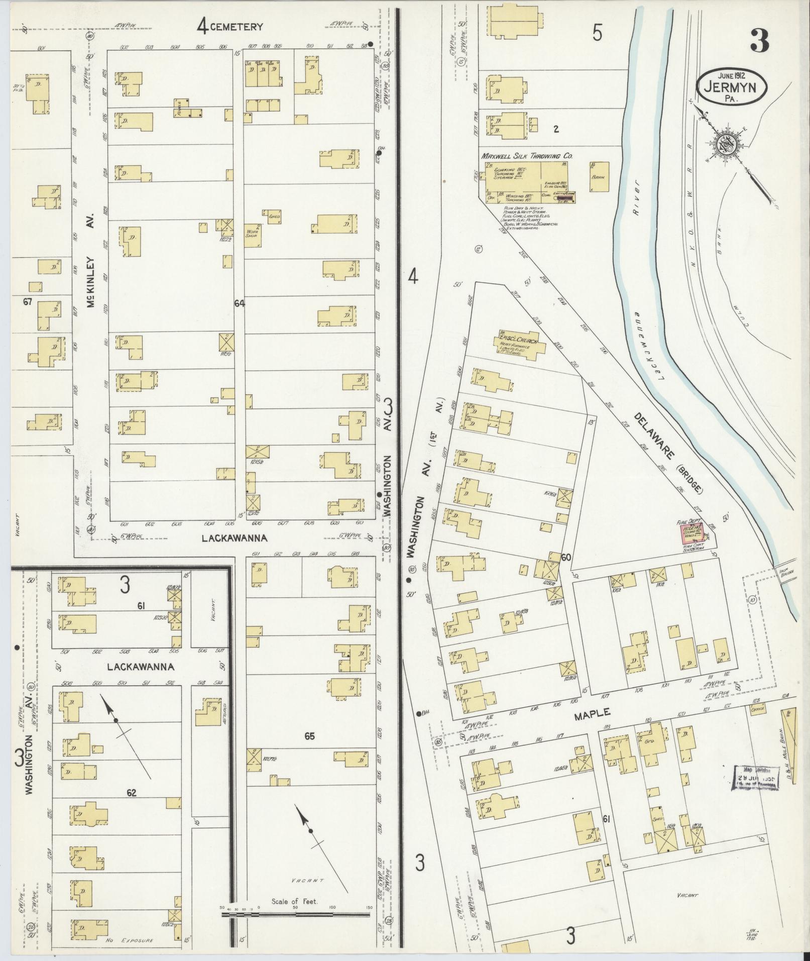 Sanborn Fire Insurance Map from Jermyn, Lackawanna County, Pennsylvania (1912), Sheet #0003 - Complete Map Set gallery image, historic Sanborn map, vintage wall art, Pennsylvania Pennsylvania