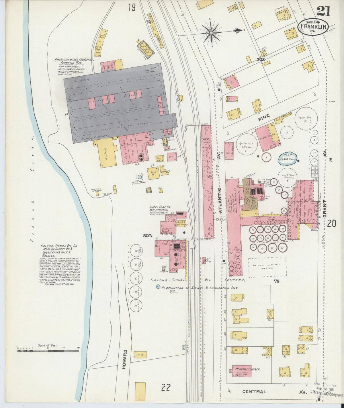 Sanborn Fire Insurance Map from Franklin, Venango County, Pennsylvania (1906), Sheet #0021 - Complete Map Set gallery image, historic Sanborn map, vintage wall art, Pennsylvania Pennsylvania