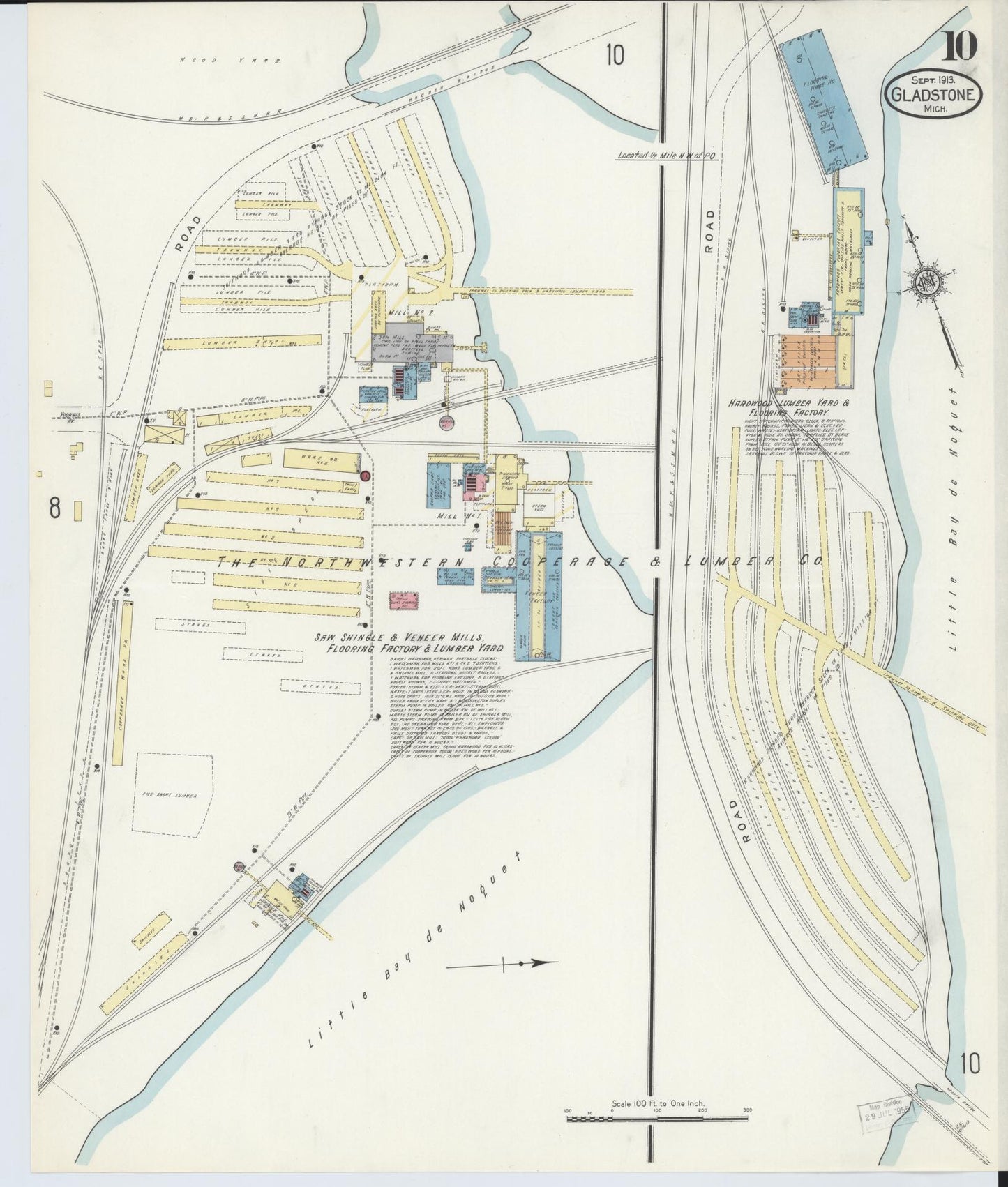 Sanborn Fire Insurance Map from Gladstone, Delta County, Michigan (1913), Sheet #0010 - Complete Map Set gallery image, historic Sanborn map, vintage wall art, Michigan Michigan