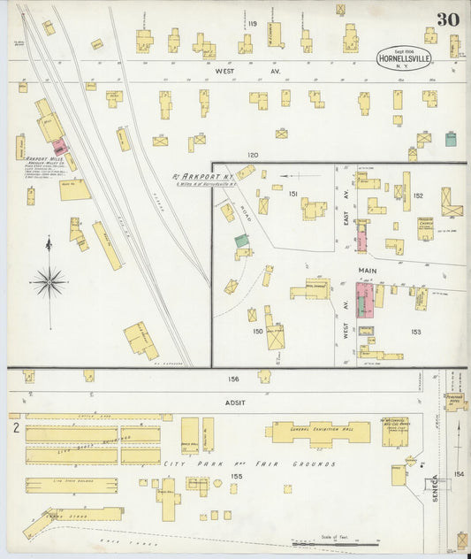 Sanborn Fire Insurance Map from Hornell, Steuben County, New York (1904), Sheet #0030 - Historic Sanborn Fire Insurance Map Print, vintage old map wall art, antique decor, genealogy gift, New York New York map