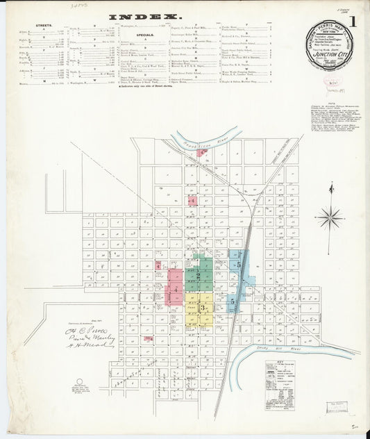 Sanborn Fire Insurance Map from Junction City, Geary County, Kansas (1897), Sheet #0001 - Historic Sanborn Fire Insurance Map Print, vintage old map wall art, antique decor, genealogy gift, Kansas Kansas map