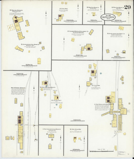 Sanborn Fire Insurance Map from Cripple Creek, Teller County, Colorado (1908), Sheet #0029 - Historic Sanborn Fire Insurance Map Print, vintage old map wall art, antique decor, genealogy gift, Colorado Colorado map