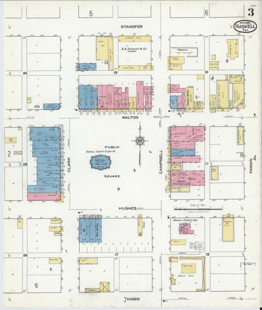Sanborn Fire Insurance Map from Haskell, Haskell County, Texas (1921), Sheet #0003 - Historic Sanborn Fire Insurance Map Print, vintage old map wall art, antique decor, genealogy gift, Texas Texas map