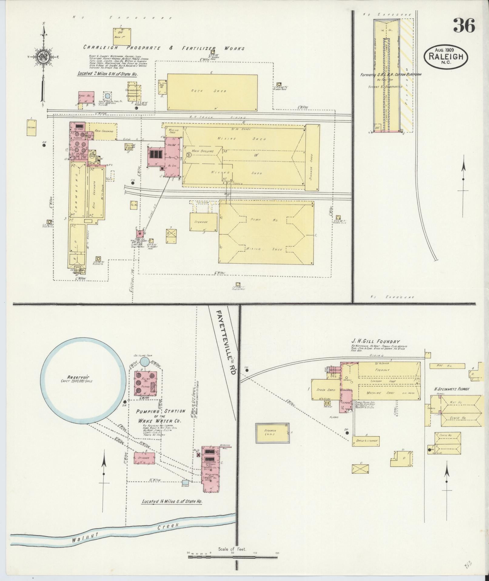 Sanborn Fire Insurance Map from Raleigh, Wake County, North Carolina (1909), Sheet #0036 - Complete Map Set gallery image, historic Sanborn map, vintage wall art, North Carolina North Carolina