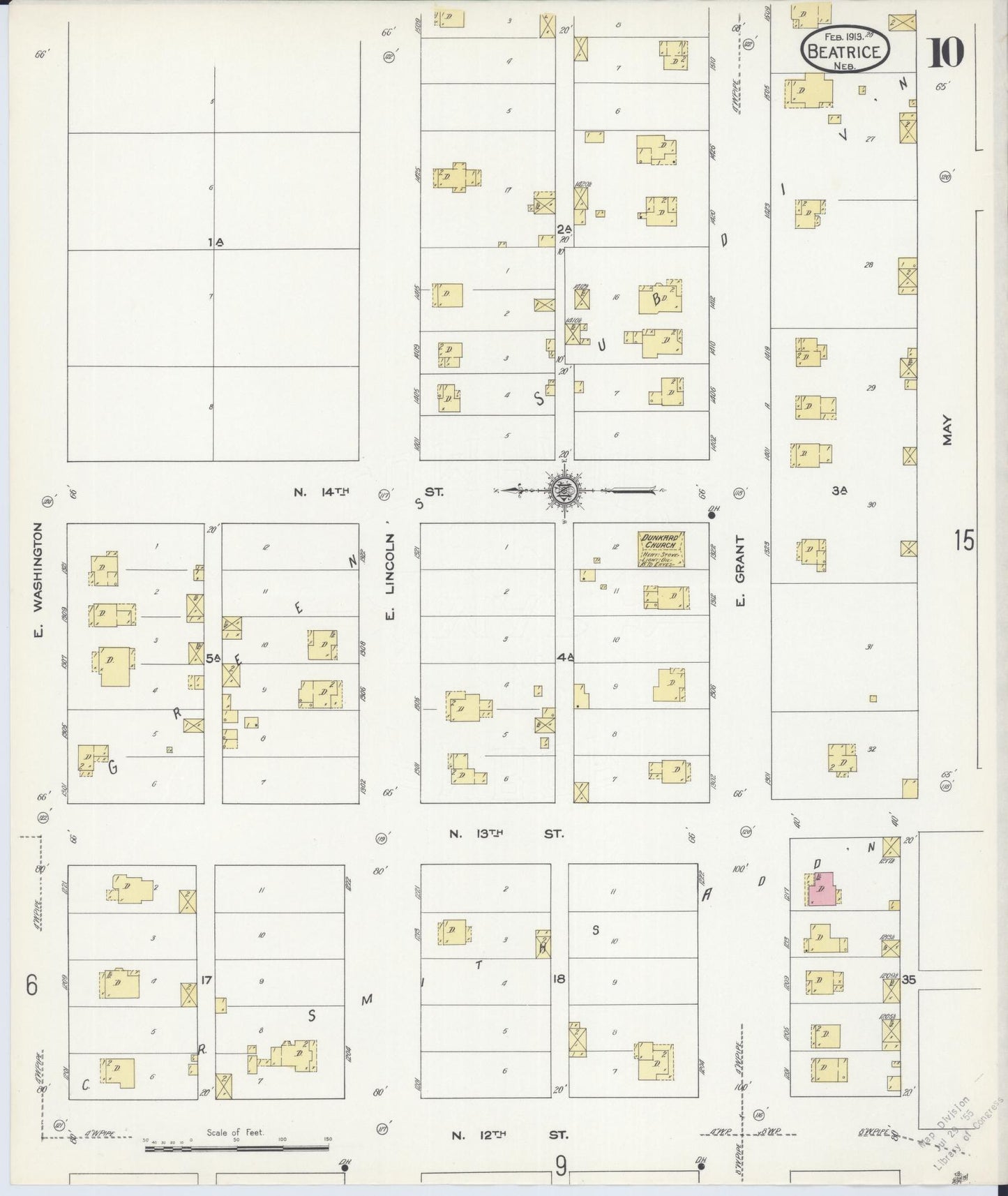 Sanborn Fire Insurance Map from Beatrice, Gage County, Nebraska (1913), Sheet #0010 - Complete Map Set gallery image, historic Sanborn map, vintage wall art, Nebraska Nebraska