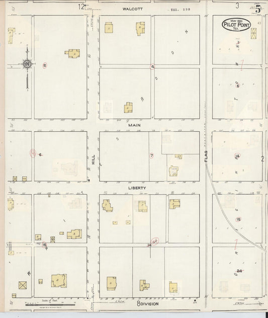 Sanborn Fire Insurance Map from Pilot Point, Denton County, Texas (1940), Sheet #0005 - Historic Sanborn Fire Insurance Map Print, vintage old map wall art, antique decor, genealogy gift, Texas Texas map