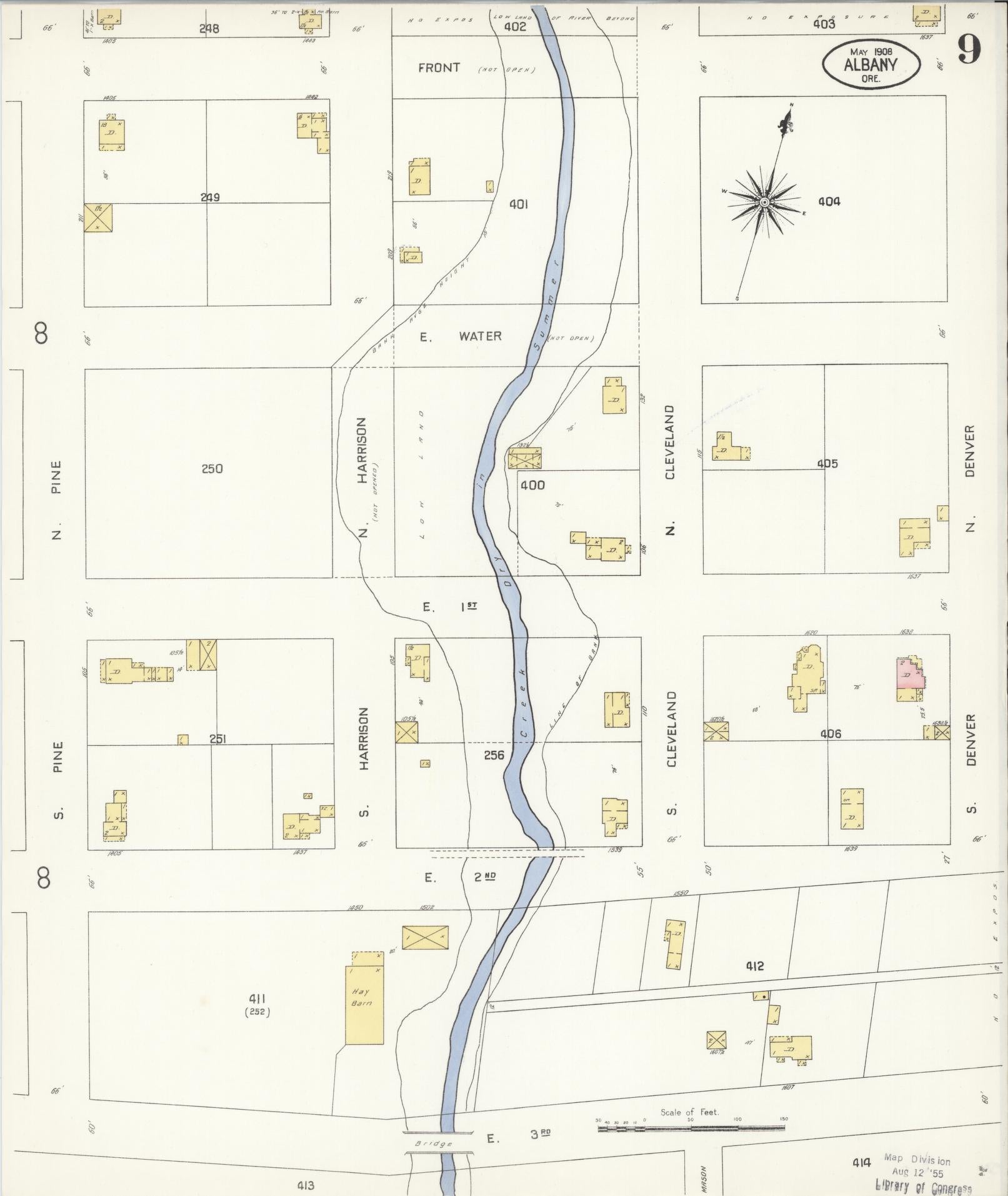 Sanborn Fire Insurance Map from Albany, Linn County, Oregon (1908), Sheet #0009 - Historic Sanborn Fire Insurance Map Print, vintage old map wall art, antique decor, genealogy gift, Oregon Oregon map