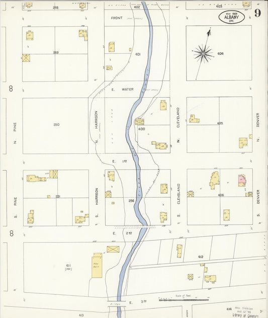 Sanborn Fire Insurance Map from Albany, Linn County, Oregon (1908), Sheet #0009 - Historic Sanborn Fire Insurance Map Print, vintage old map wall art, antique decor, genealogy gift, Oregon Oregon map