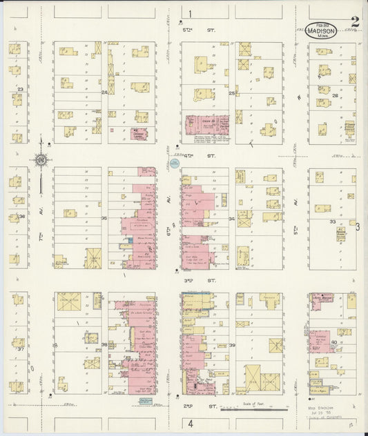 Sanborn Fire Insurance Map from Madison, Lac Qui Parle County, Minnesota (1913), Sheet #0002 - Historic Sanborn Fire Insurance Map Print, vintage old map wall art, antique decor, genealogy gift, Minnesota Minnesota map