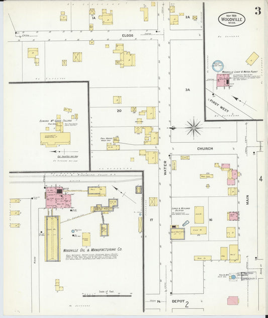 Sanborn Fire Insurance Map from Woodville, Wilkinson County, Mississippi (1909), Sheet #0003 - Historic Sanborn Fire Insurance Map Print, vintage old map wall art, antique decor, genealogy gift, Mississippi Mississippi map