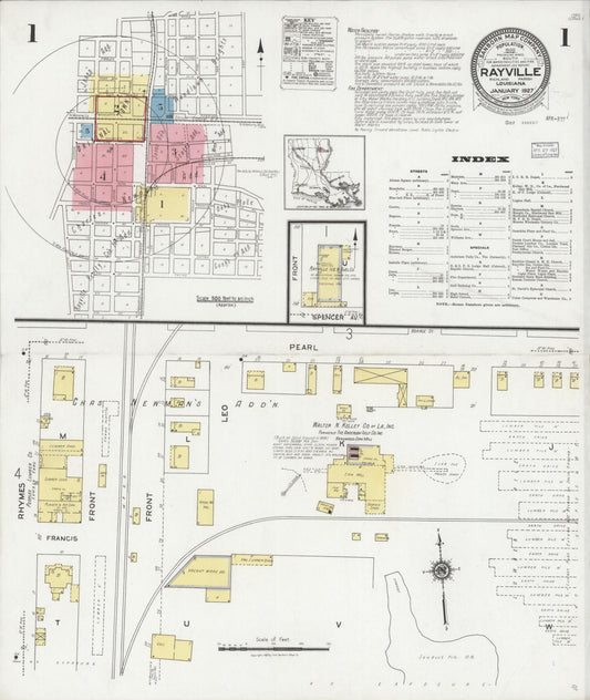 Sanborn Fire Insurance Map from Rayville, Richland Parish, Louisiana. (1927) – Historic Sanborn Fire Insurance Map Print