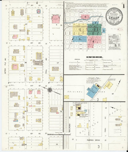 Sanborn Fire Insurance Map from Gallup, Mckinley County, New Mexico (1911), Sheet #0001 - Complete Map Set gallery image, historic Sanborn map, vintage wall art, New Mexico New Mexico