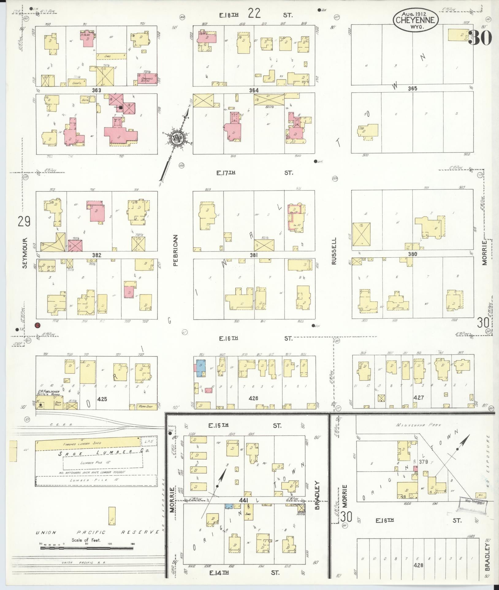 Sanborn Fire Insurance Map from Cheyenne, Laramie County, Wyoming (1912), Sheet #0030 - Complete Map Set gallery image, historic Sanborn map, vintage wall art, Wyoming Wyoming