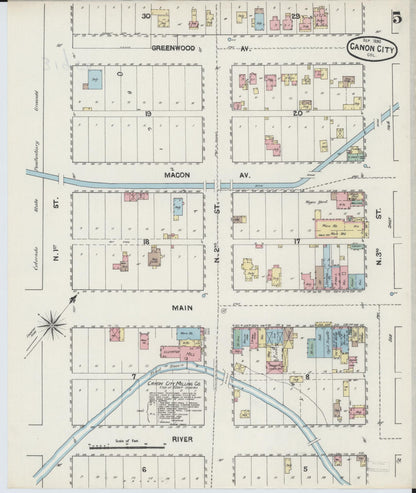 Sanborn Fire Insurance Map from Canon City, Fremont County, Colorado (1890), Sheet #0005 - Complete Map Set gallery image, historic Sanborn map, vintage wall art, Colorado Colorado