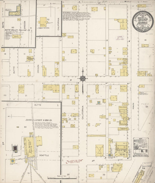 Sanborn Fire Insurance Map from Dorris, Siskiyou County, California (1912), Sheet #0001 - Historic Sanborn Fire Insurance Map Print, vintage old map wall art, antique decor, genealogy gift, California California map