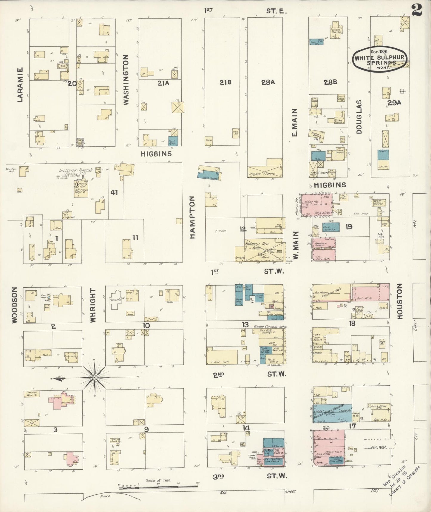 Sanborn Fire Insurance Map from White Sulphur Springs, Meagber County, Montana (1891), Sheet #0002 - Complete Map Set gallery image, historic Sanborn map, vintage wall art, Montana Montana