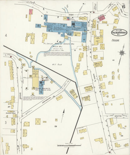 Sanborn Fire Insurance Map from Pascoag, Providence County, Rhode Island (1921), Sheet #0006 - Complete Map Set gallery image, historic Sanborn map, vintage wall art, Rhode Island Rhode Island