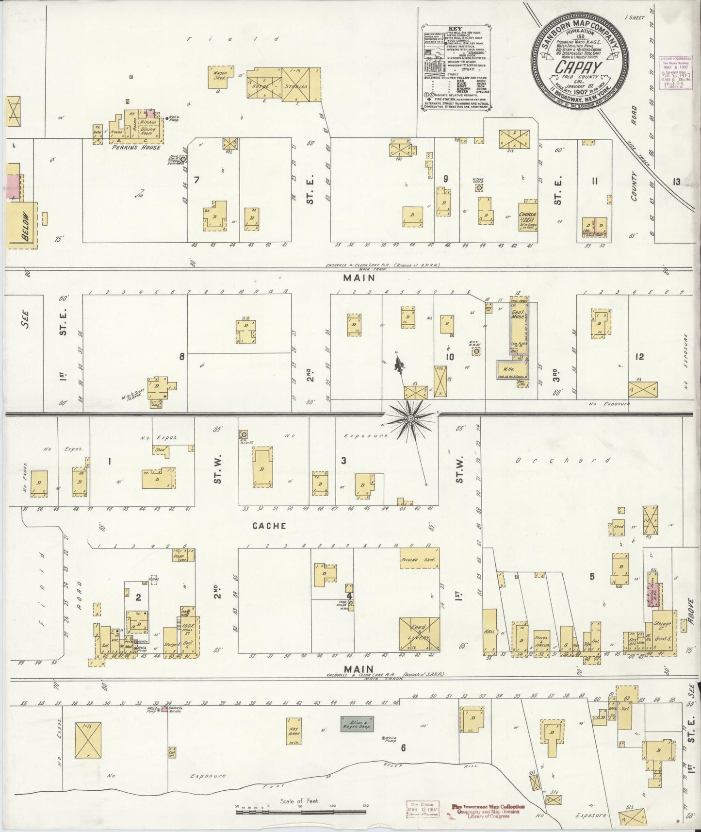 Sanborn Fire Insurance Map from Capay, Yolo County, California (1907), Sheet #0001 - Historic Sanborn Fire Insurance Map Print, vintage old map wall art, antique decor, genealogy gift, California California map
