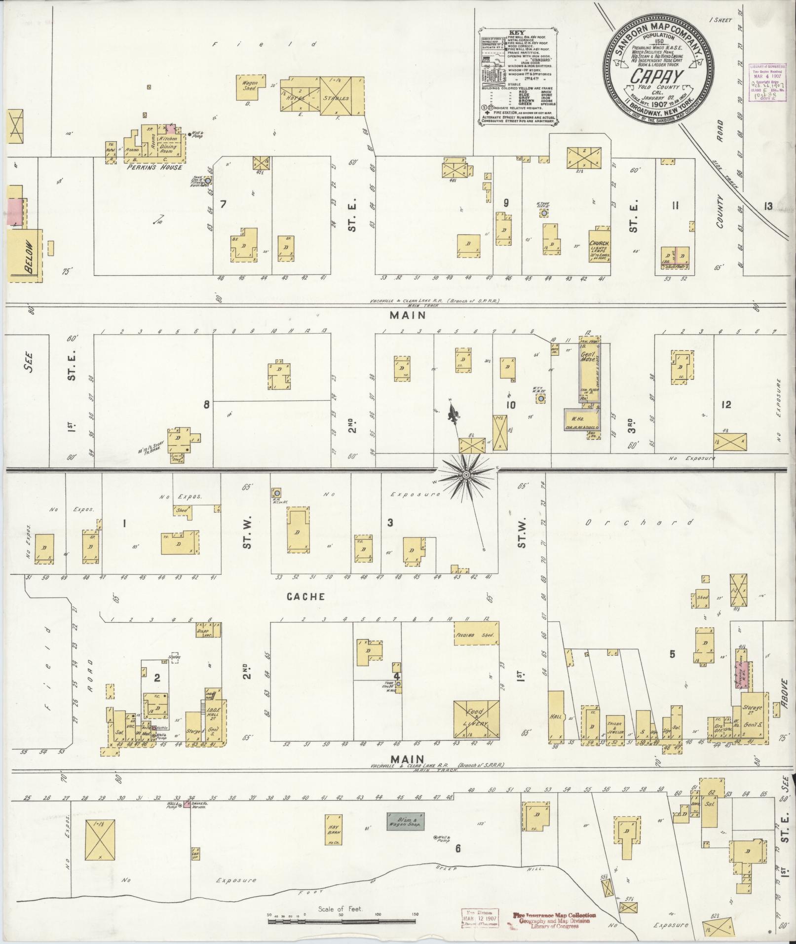 Sanborn Fire Insurance Map from Capay, Yolo County, California (1907), Sheet #0001 - Historic Sanborn Fire Insurance Map Print, vintage old map wall art, antique decor, genealogy gift, California California map