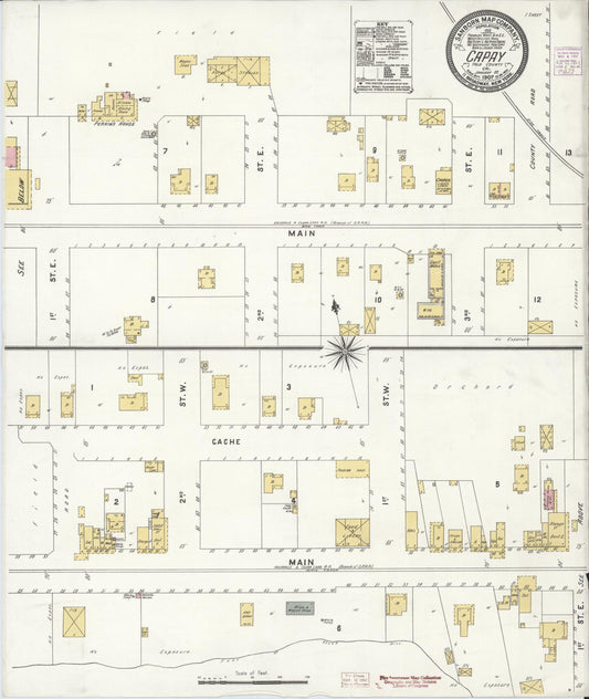 Sanborn Fire Insurance Map from Capay, Yolo County, California (1907), Sheet #0001 - Historic Sanborn Fire Insurance Map Print, vintage old map wall art, antique decor, genealogy gift, California California map