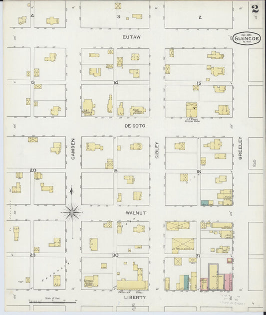 Sanborn Fire Insurance Map from Glencoe, Mcleod County, Minnesota (1893), Sheet #0002 - Historic Sanborn Fire Insurance Map Print, vintage old map wall art, antique decor, genealogy gift, Minnesota Minnesota map