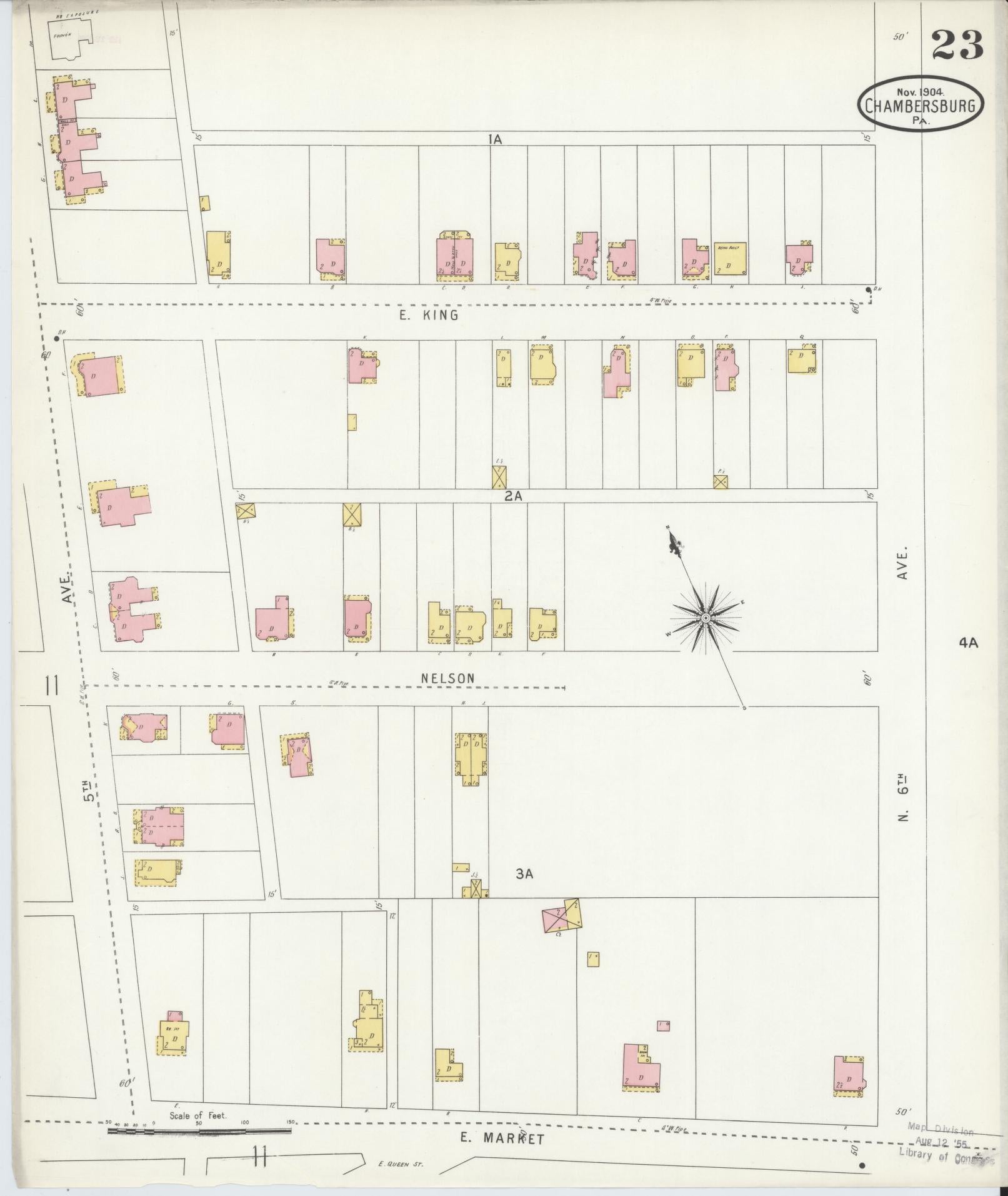 Sanborn Fire Insurance Map from Chambersburg, Franklin County, Pennsylvania (1904), Sheet #0023 - Historic Sanborn Fire Insurance Map Print, vintage old map wall art, antique decor, genealogy gift, Pennsylvania Pennsylvania map