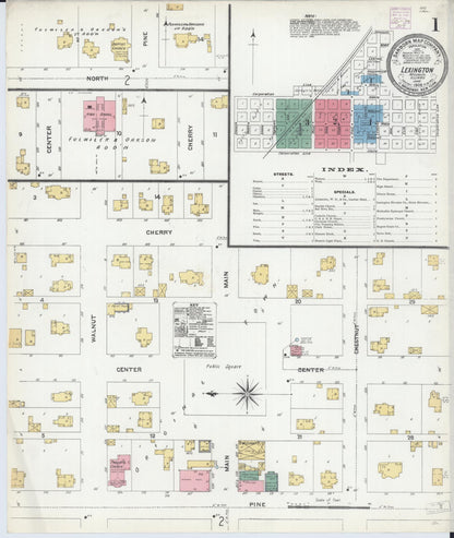 Sanborn Fire Insurance Map from Lexington, McLean County, Illinois (1906), Sheet #0001 - Historic Sanborn Fire Insurance Map Print, vintage old map wall art, antique decor, genealogy gift, Illinois Illinois map