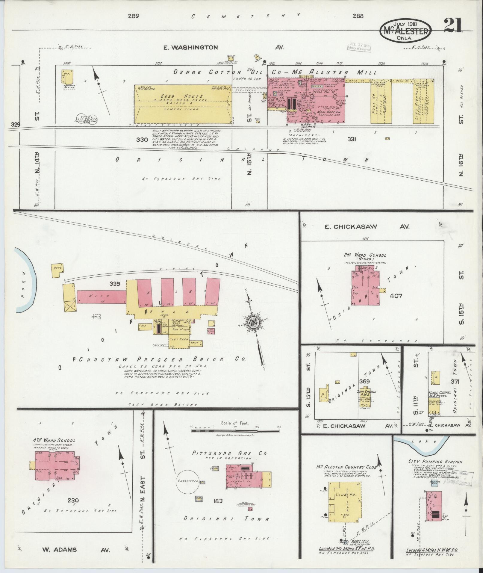 Sanborn Fire Insurance Map from McAlester, Pittsburg County, Oklahoma (1918), Sheet #0021 - Complete Map Set gallery image, historic Sanborn map, vintage wall art, Oklahoma Oklahoma