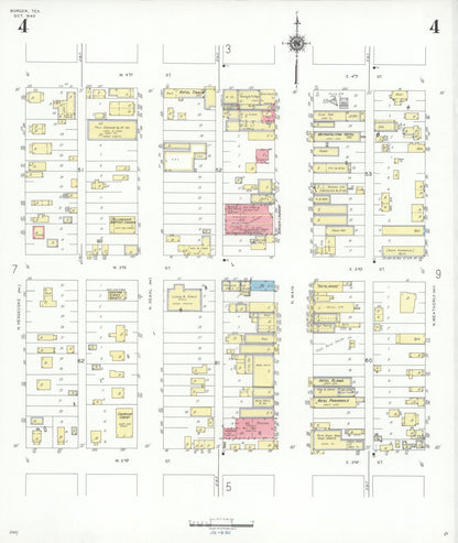 Sanborn Fire Insurance Map from Borger, Hutchinson County, Texas (1940), Sheet #0004 - Complete Map Set gallery image, historic Sanborn map, vintage wall art, Texas Texas
