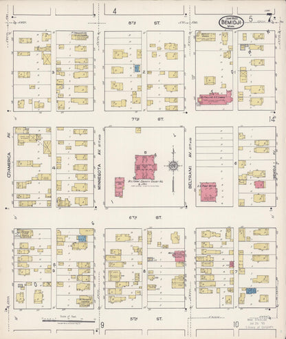 Sanborn Fire Insurance Map from Bemidji, Beltrami County, Minnesota (1922), Sheet #0007 - Historic Sanborn Fire Insurance Map Print, vintage old map wall art, antique decor, genealogy gift, Minnesota Minnesota map