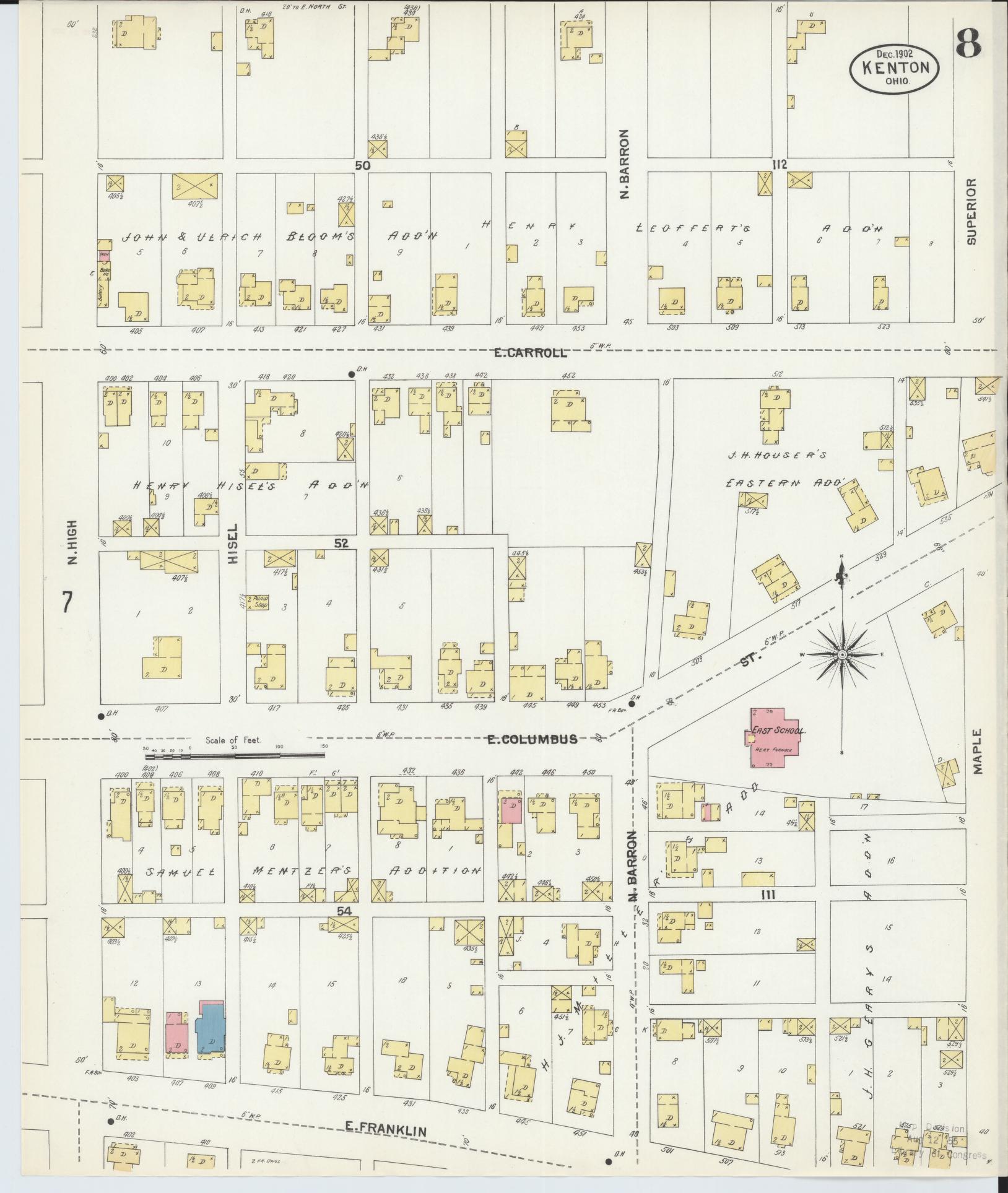 Sanborn Fire Insurance Map from Kenton, Hardin County, Ohio (1902), Sheet #0008 - Historic Sanborn Fire Insurance Map Print, vintage old map wall art, antique decor, genealogy gift, Ohio Ohio map