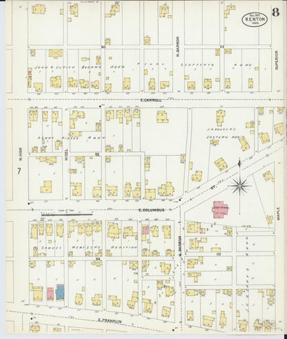 Sanborn Fire Insurance Map from Kenton, Hardin County, Ohio (1902), Sheet #0008 - Historic Sanborn Fire Insurance Map Print, vintage old map wall art, antique decor, genealogy gift, Ohio Ohio map