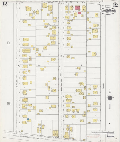 Sanborn Fire Insurance Map from Huntington Park, Los Angeles County, California (1924), Sheet #0012 - Complete Map Set gallery image, historic Sanborn map, vintage wall art, California California