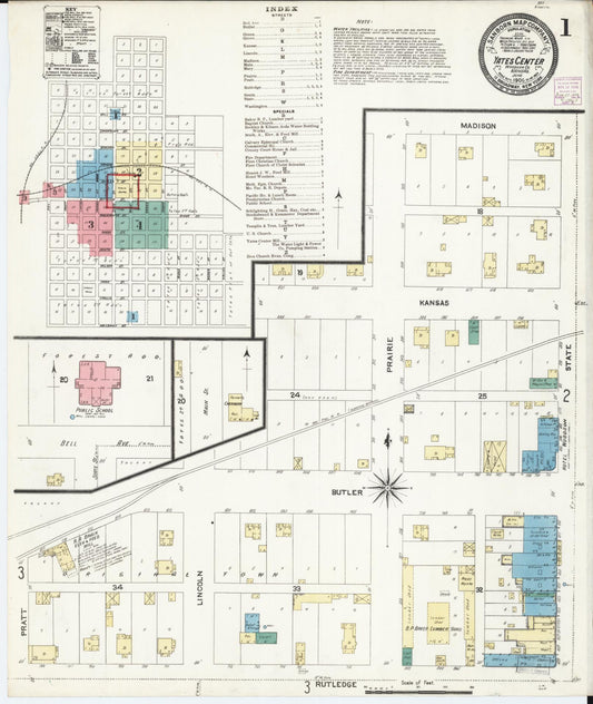 Sanborn Fire Insurance Map from Yates Center, Woodson County, Kansas (1906), Sheet #0001 - Complete Map Set gallery image, historic Sanborn map, vintage wall art, Kansas Kansas