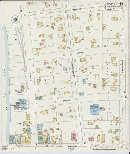Sanborn Fire Insurance Map from Batavia, Kane County, Illinois (1897), Sheet #0009 - Historic Sanborn Fire Insurance Map Print, vintage old map wall art, antique decor, genealogy gift, Illinois Illinois map
