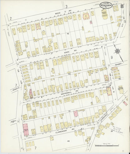 Sanborn Fire Insurance Map from Monessen, Westmoreland County, Pennsylvania (1914), Sheet #0008 - Historic Sanborn Fire Insurance Map Print, vintage old map wall art, antique decor, genealogy gift, Pennsylvania Pennsylvania map