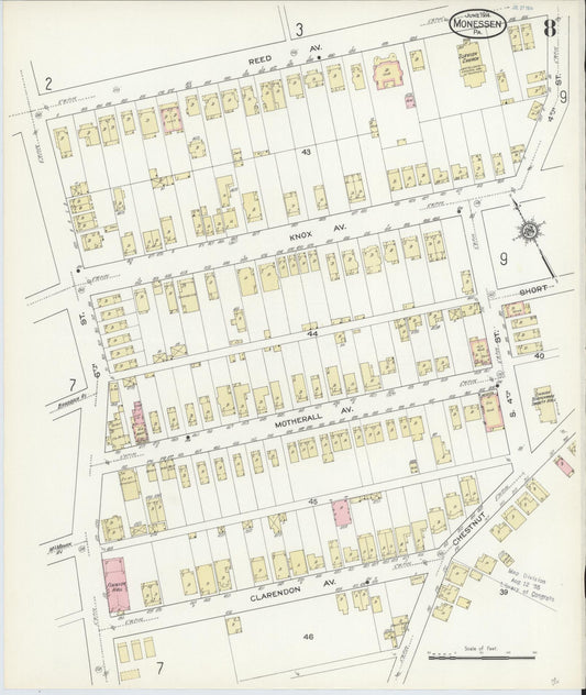 Sanborn Fire Insurance Map from Monessen, Westmoreland County, Pennsylvania (1914), Sheet #0008 - Historic Sanborn Fire Insurance Map Print, vintage old map wall art, antique decor, genealogy gift, Pennsylvania Pennsylvania map