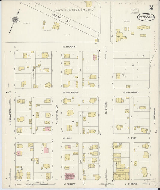 Sanborn Fire Insurance Map from Jerseyville, Jersey County, Illinois (1914), Sheet #0002 - Historic Sanborn Fire Insurance Map Print, vintage old map wall art, antique decor, genealogy gift, Illinois Illinois map