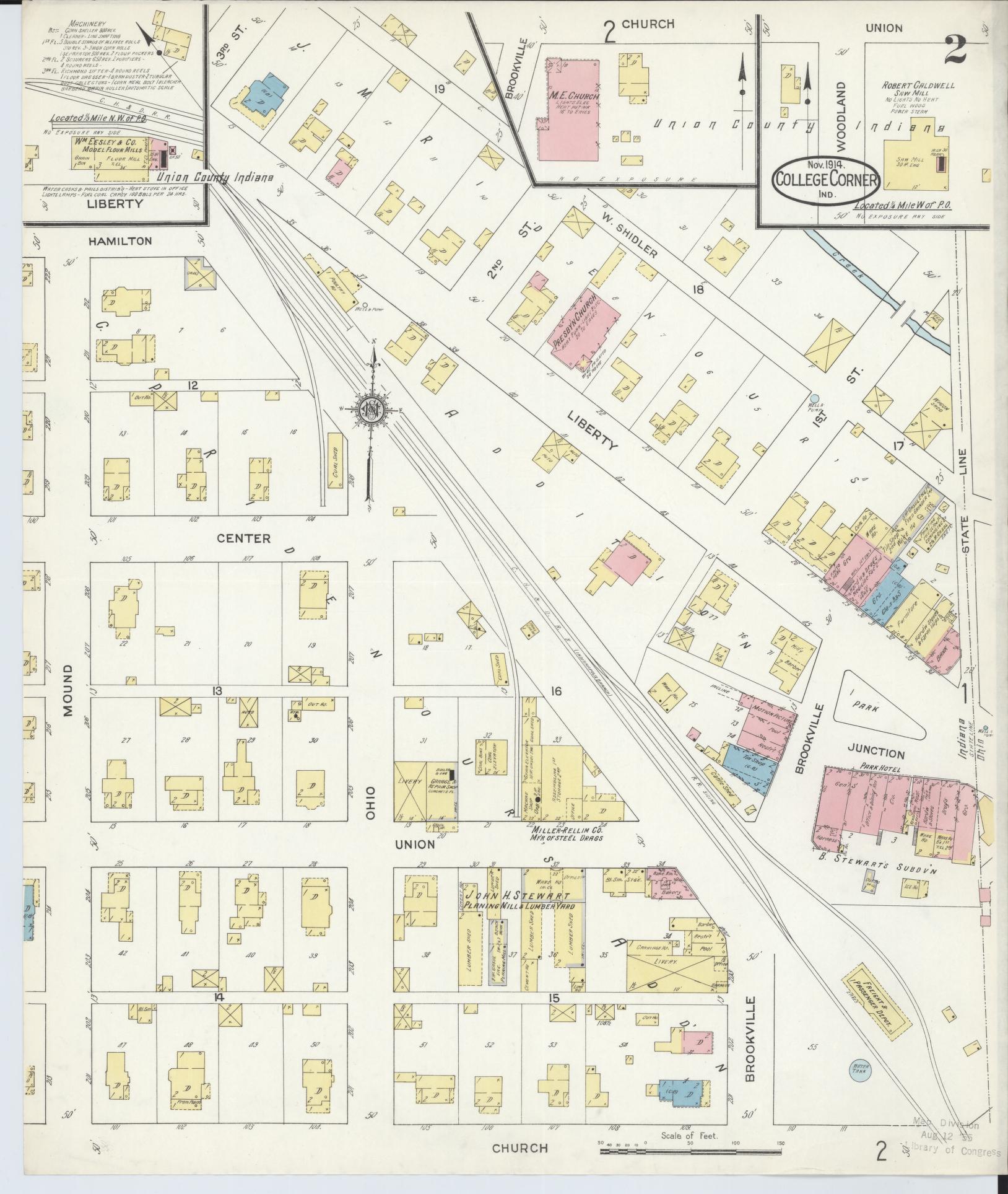 Sanborn Fire Insurance Map from College Corner, Preble And Butler, Ohio (1914), Sheet #0002 - Historic Sanborn Fire Insurance Map Print, vintage old map wall art, antique decor, genealogy gift, Ohio Ohio map