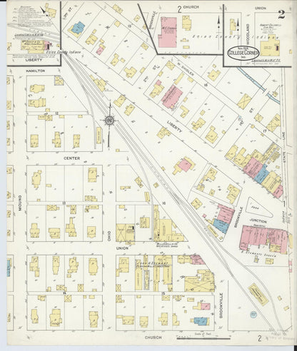 Sanborn Fire Insurance Map from College Corner, Preble And Butler, Ohio (1914), Sheet #0002 - Historic Sanborn Fire Insurance Map Print, vintage old map wall art, antique decor, genealogy gift, Ohio Ohio map
