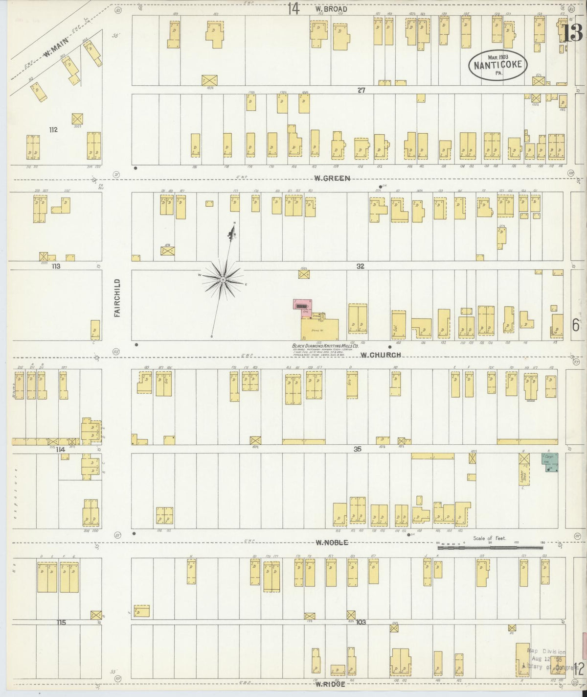 Sanborn Fire Insurance Map from Nanticoke, Luzerne County, Pennsylvania (1903), Sheet #0013 - Complete Map Set gallery image, historic Sanborn map, vintage wall art, Pennsylvania Pennsylvania