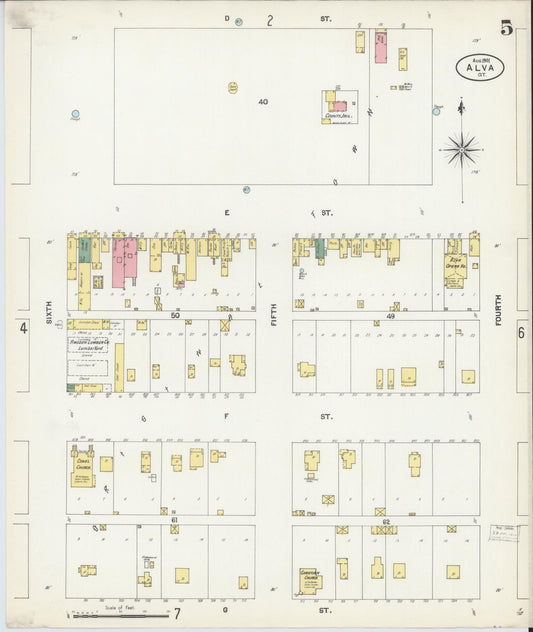 Sanborn Fire Insurance Map from Alva, Woods County, Oklahoma (1901), Sheet #0005 - Historic Sanborn Fire Insurance Map Print, vintage old map wall art, antique decor, genealogy gift, Oklahoma Oklahoma map