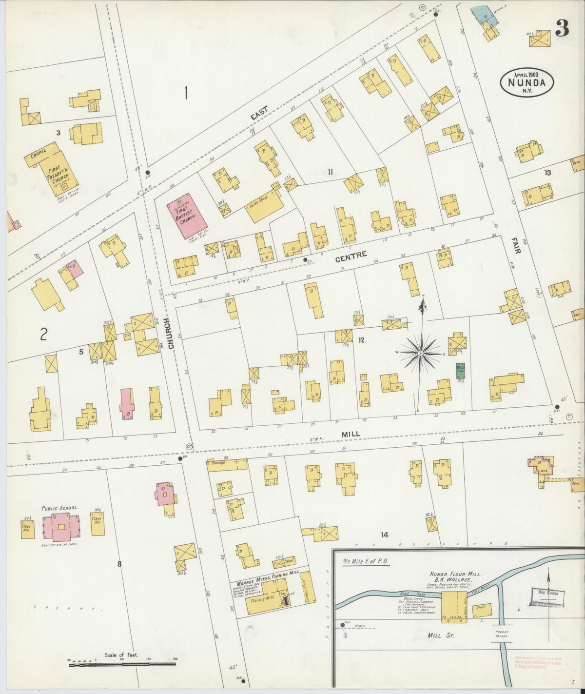 Sanborn Fire Insurance Map from Nunda, Livingston County, New York (1903), Sheet #0003 - Complete Map Set gallery image, historic Sanborn map, vintage wall art, New York New York