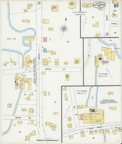 Sanborn Fire Insurance Map from North Attleborough, Bristol County, Massachusetts (1899), Sheet #0010 - Historic Sanborn Fire Insurance Map Print, vintage old map wall art, antique decor, genealogy gift, Massachusetts Massachusetts map