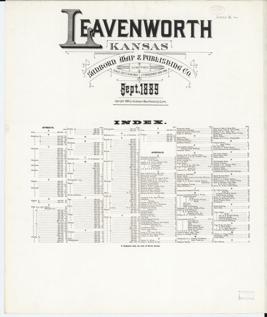 Sanborn Fire Insurance Map from Leavenworth, Leavenworth County, Kansas. (1889) – Historic Sanborn Fire Insurance Map Print