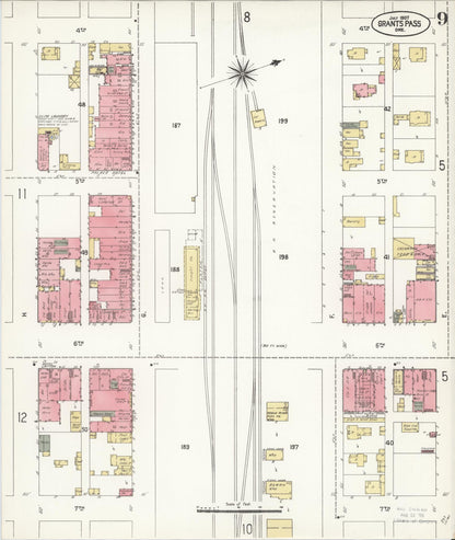Sanborn Fire Insurance Map from Grants Pass, Josephine County, Oregon (1907), Sheet #0009 - Complete Map Set gallery image, historic Sanborn map, vintage wall art, Oregon Oregon