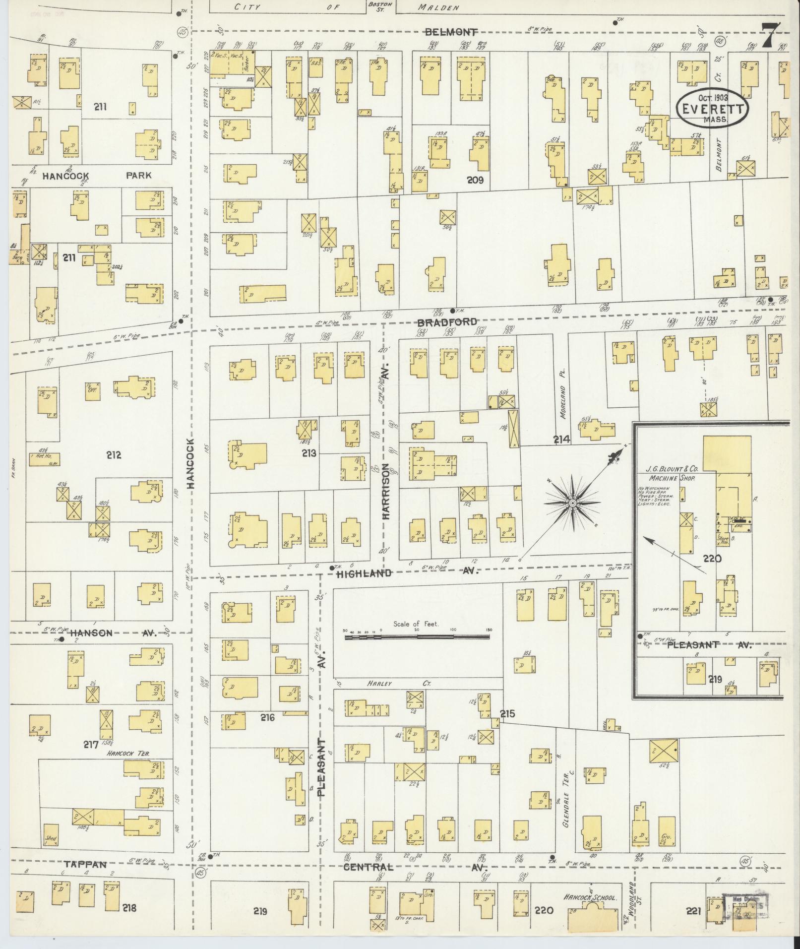 Sanborn Fire Insurance Map from Everett, Middlesex County, Massachusetts (1903), Sheet #0007 - Historic Sanborn Fire Insurance Map Print, vintage old map wall art, antique decor, genealogy gift, Massachusetts Massachusetts map